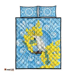 World Diabetes Day Australia Quilt Bed Set Yellow-crested Cockatoo Golden Wattle Aboriginal LT14