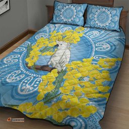 World Diabetes Day Australia Quilt Bed Set Yellow-crested Cockatoo Golden Wattle Aboriginal LT14