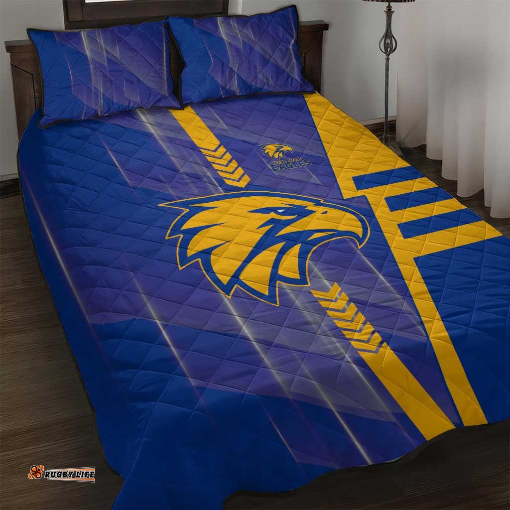 West Coast Eagles Quilt Bed Set Modern Geometric Sports Graphic Style TS04