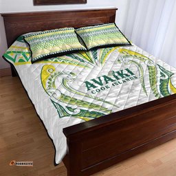 Rugby Cook Islands Avaiki Quilt Bed Set White Kuki Airani Tribal Maori Inspired LT9