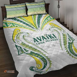 Rugby Cook Islands Avaiki Quilt Bed Set White Kuki Airani Tribal Maori Inspired LT9