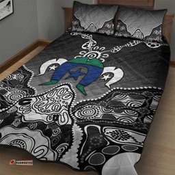 Torres Strait Islander Flag Quilt Bed Set Dhari Indigenous Dotwork Pattern Art TS04