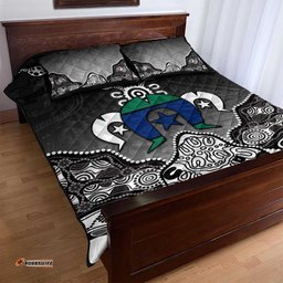 Torres Strait Islander Flag Quilt Bed Set Dhari Indigenous Dotwork Pattern Art TS04