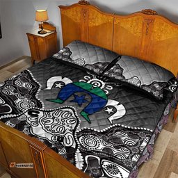 Torres Strait Islander Flag Quilt Bed Set Dhari Indigenous Dotwork Pattern Art TS04