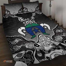 Torres Strait Islander Flag Quilt Bed Set Dhari Indigenous Dotwork Pattern Art TS04