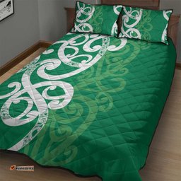 Pounamu Green Maori Quilt Bed Set Koru Kowhaiwhai LT7