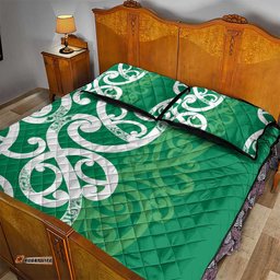 Pounamu Green Maori Quilt Bed Set Koru Kowhaiwhai LT7