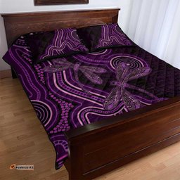 Purple Indigenous Dragonfly Australia Quilt Bed Set Aboriginal Art LT14
