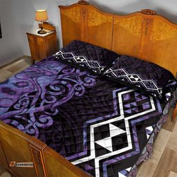 Purple Aotearoa Quilt Bed Set Taniko Motifs With Paua Shell Kowhaiwhai LT14