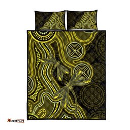 Yellow Indigenous Dragonfly Australia Quilt Bed Set Aboriginal Art LT14