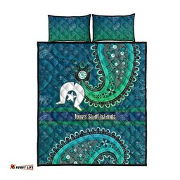 Torres Strait Islands Quilt Bed Set Dhari Emblem Vibrant Teal Indigenous TS04