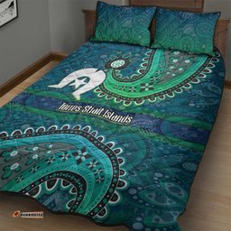 Torres Strait Islands Quilt Bed Set Dhari Emblem Vibrant Teal Indigenous TS04