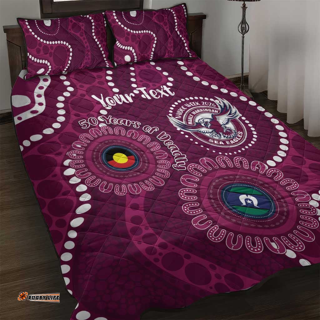 Sea Eagles NAIDOC Week 2026 Personalised Quilt Bed Set 50 Years of Deadly Aboriginal Art LT14