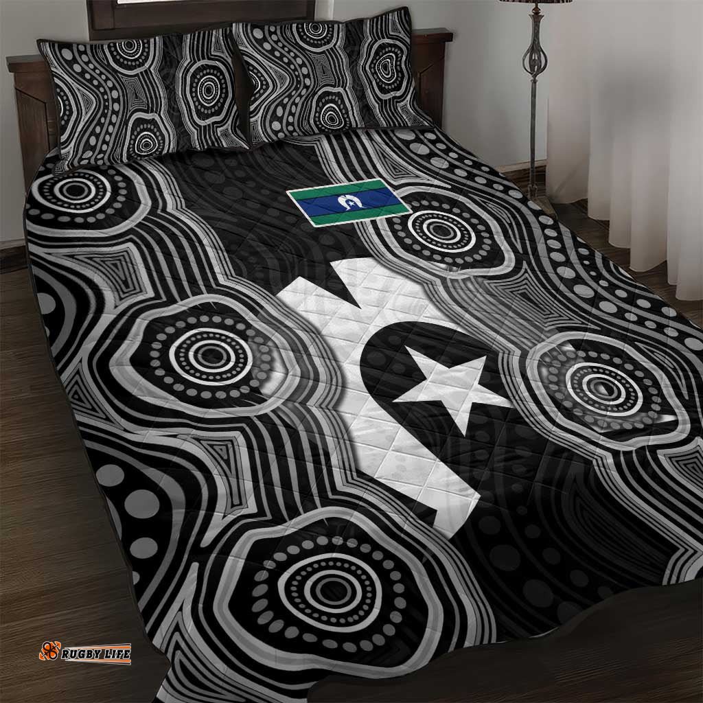 Torres Strait Islander Quilt Bed Set Flag Feather Headdress Indigenous Dotwork Tribal Art TS04