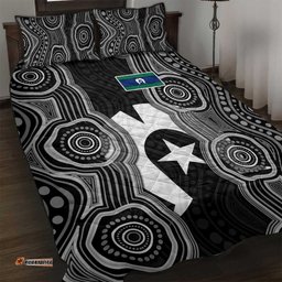 Torres Strait Islander Quilt Bed Set Flag Feather Headdress Indigenous Dotwork Tribal Art TS04