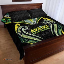 Rugby Cook Islands Avaiki Quilt Bed Set Black Kuki Airani Tribal Maori Inspired LT9