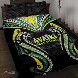 Rugby Cook Islands Avaiki Quilt Bed Set Black Kuki Airani Tribal Maori Inspired LT9
