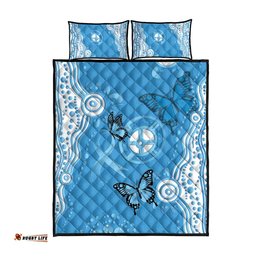 World Diabetes Day Australia Quilt Bed Set Blue Ribbon Butterfly Aboriginal Art LT14