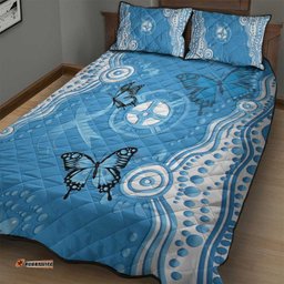 World Diabetes Day Australia Quilt Bed Set Blue Ribbon Butterfly Aboriginal Art LT14
