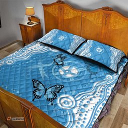 World Diabetes Day Australia Quilt Bed Set Blue Ribbon Butterfly Aboriginal Art LT14