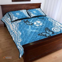 World Diabetes Day Australia Quilt Bed Set Blue Ribbon Butterfly Aboriginal Art LT14