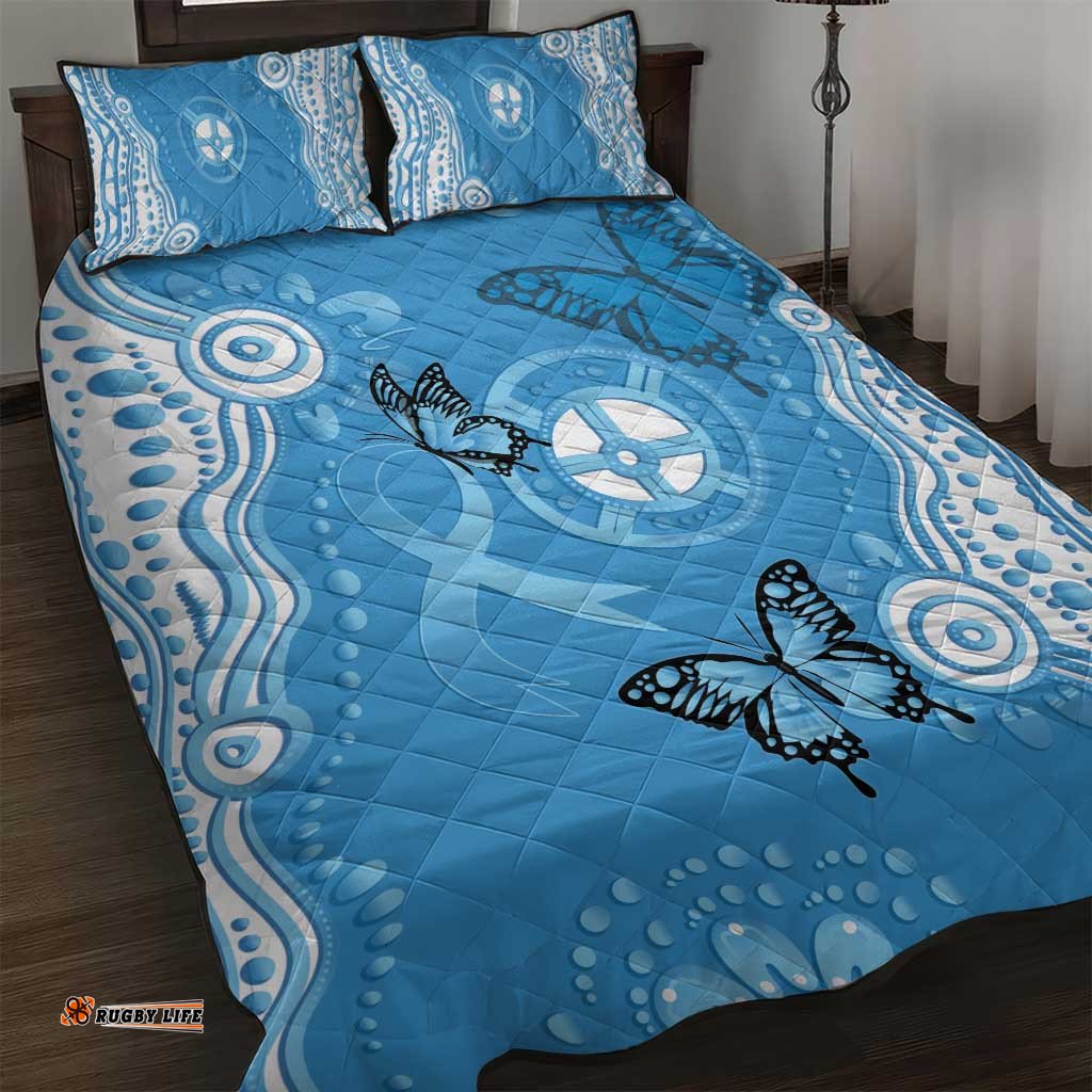World Diabetes Day Australia Quilt Bed Set Blue Ribbon Butterfly Aboriginal Art LT14