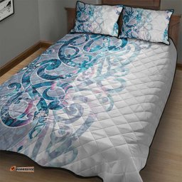 Turquoise Paua Shell Maori Quilt Bed Set Koru Kowhaiwhai LT7
