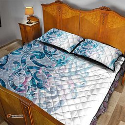 Turquoise Paua Shell Maori Quilt Bed Set Koru Kowhaiwhai LT7