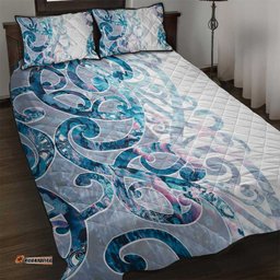 Turquoise Paua Shell Maori Quilt Bed Set Koru Kowhaiwhai LT7