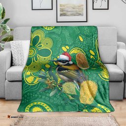 Aussie Honeyeaters Banksia Christmas Blanket Aboriginal Dots Painting Green Motif LT9