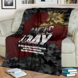 Australia ANZAC Day Blanket We Will Remember Them Poppy Camouflage LT14