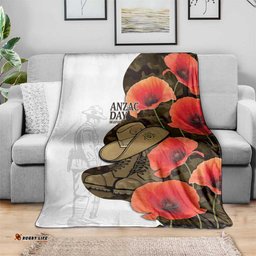 Australia ANZAC Day Blanket Boots And Slouch Hat Lest We Forget LT14