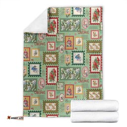 Aussie Birds Christmas La La Land Blanket Green Vintage Stamp Edition LT9