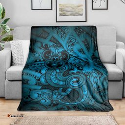 Aotearoa Maori Hei Tiki Blanket Kikorangi Kowhaiwhai Puhoro Motif LT9