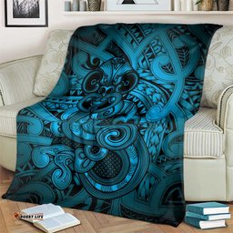 Aotearoa Maori Hei Tiki Blanket Kikorangi Kowhaiwhai Puhoro Motif LT9