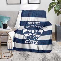 AFL Cats Football Custom Blanket Geelong Proud Indigenous Art LT14
