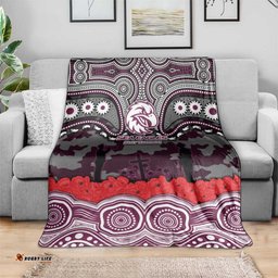 ANZAC Day Manly Warringah Sea Eagles Blanket Military Memorial Aboriginal Indigenous Art TS04
