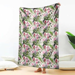 Aussie Pink Cockatoo Flowers Seamless Pattern Blanket LT9