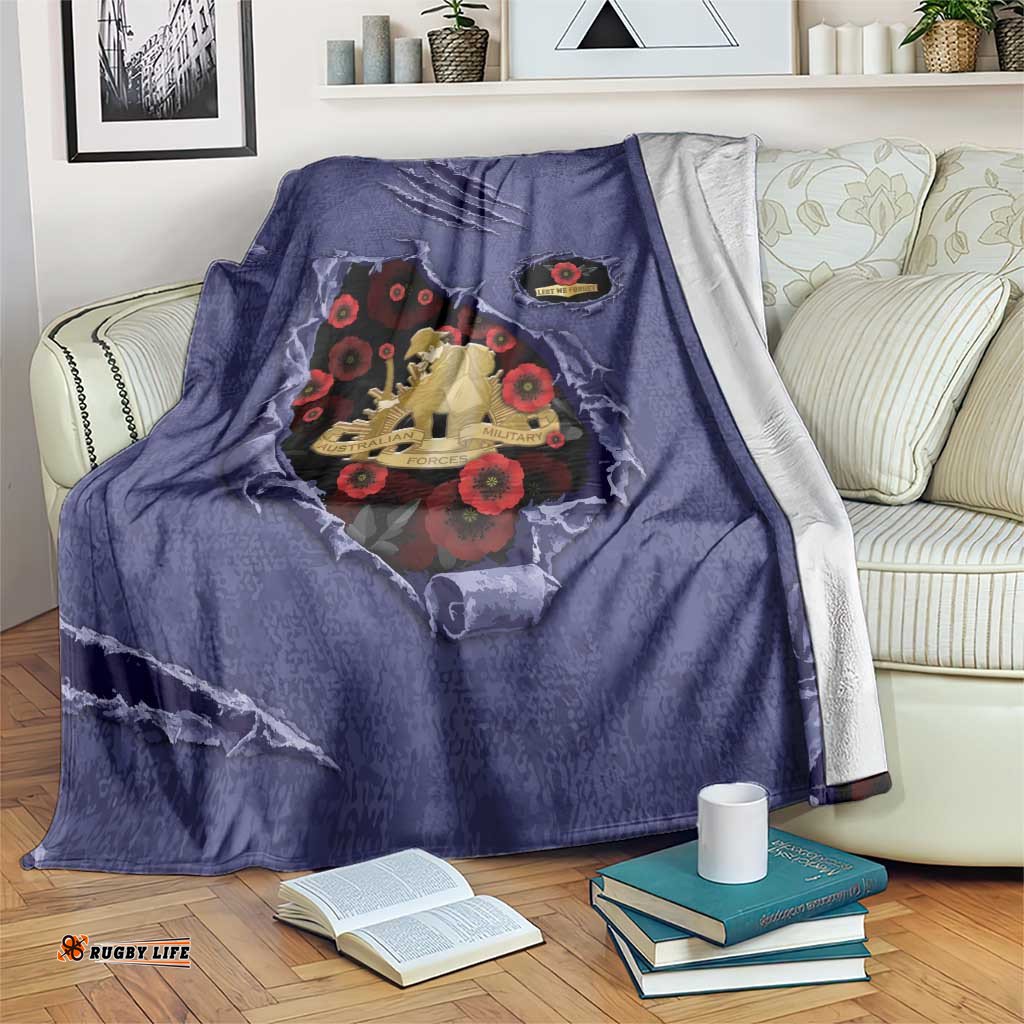 ANZAC Day Blanket Poppy Flowers Ripped Fabric Effect DT05