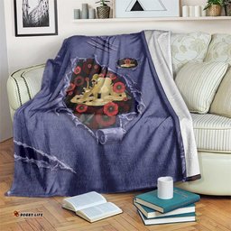 ANZAC Day Blanket Poppy Flowers Ripped Fabric Effect DT05