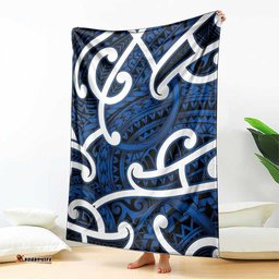 Aotearoa Maori Kowhaiwhai Blanket Kikorangi Puhoro and Patiki LT9