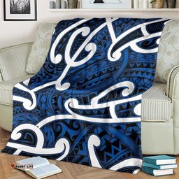 Aotearoa Maori Kowhaiwhai Blanket Kikorangi Puhoro and Patiki LT9