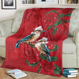 Aussie Kokaburra Waratah Christmas Blanket Aboriginal Dots Painting LT9