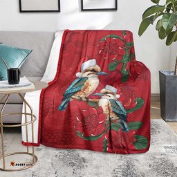 Aussie Kokaburra Waratah Christmas Blanket Aboriginal Dots Painting LT9