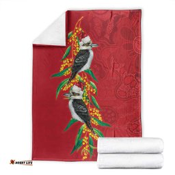 Aussie Kokaburra Golden Wattle Christmas Blanket Aboriginal Dots Painting Red Motif LT9
