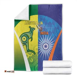 Australia And India Cricket Blanket Ashoka Chakra With Aboriginal LT05
