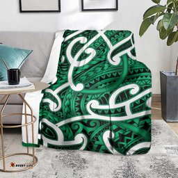Aotearoa Maori Kowhaiwhai Blanket Kakariki Puhoro and Patiki LT9