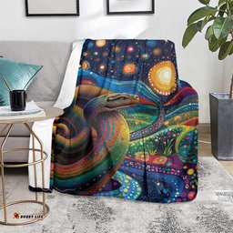 Aboriginal Dreamtime Rainbow Serpent Blanket LT9
