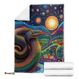 Aboriginal Dreamtime Rainbow Serpent Blanket LT9