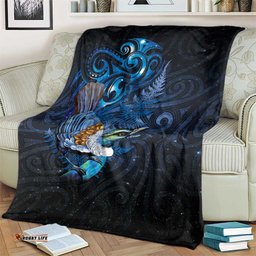 Aotearoa Matariki Blanket Maori Tribal with Silver Fern and Tui Bird Galaxy Style LT03